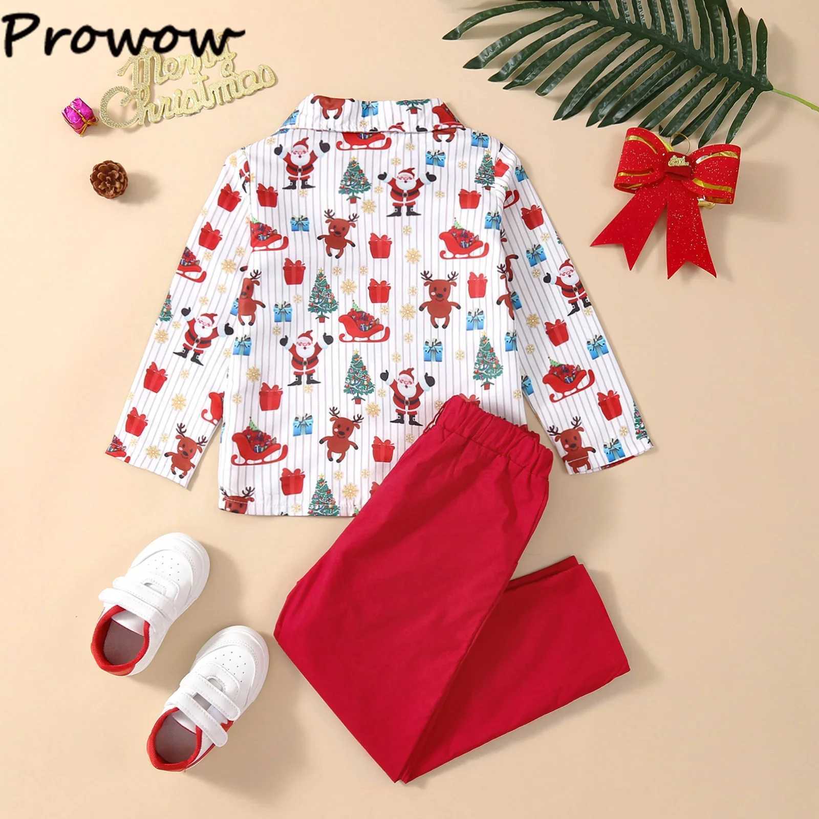 Boys Christmas clothing Childrens Day clothing short sleeved/long sleeved gentlemans shirt+red pants New Years childrens clothing W241213