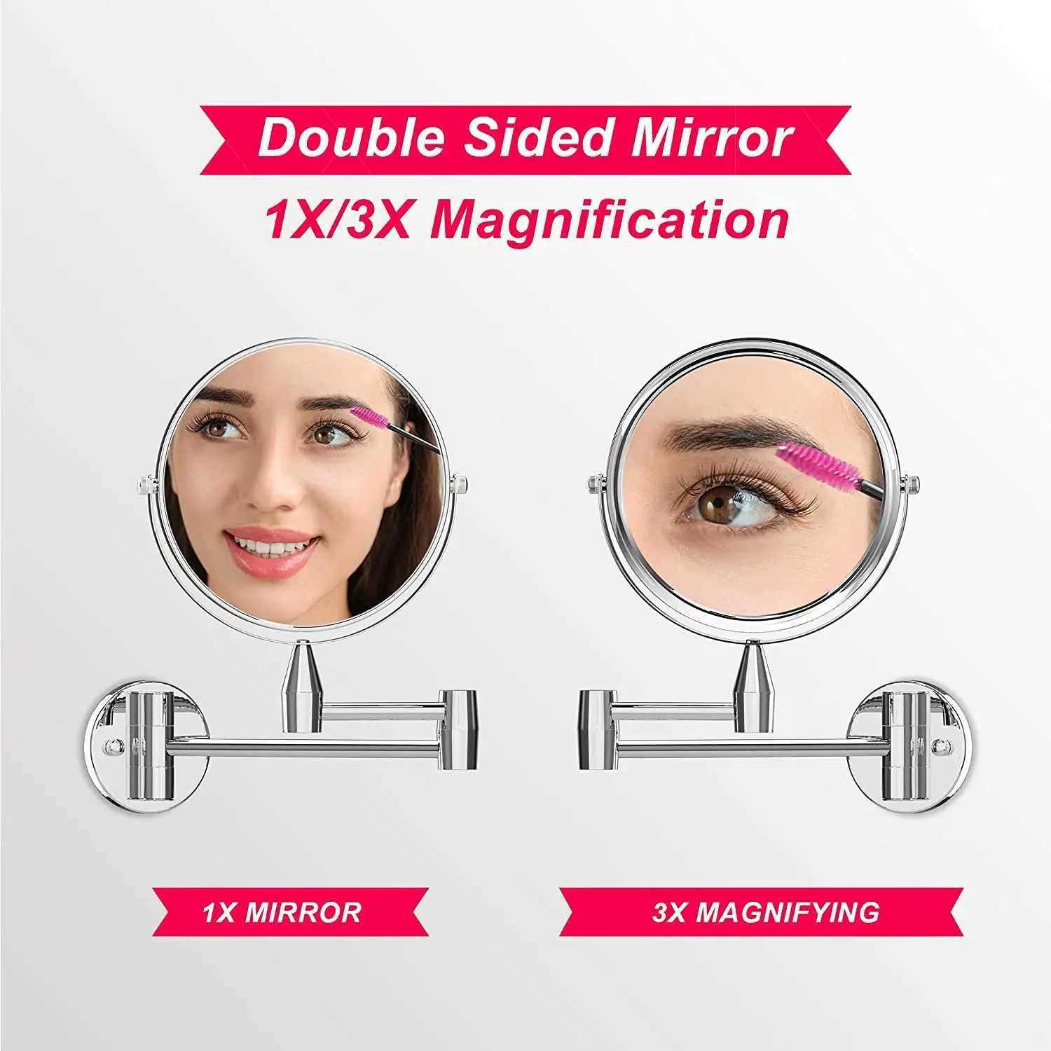 8 Inch 360 Degree Swivel 3x 5x 10x Magnifying Makeup Mirrors Wall Mount Two Sided Bathroom Magnification Vanity Mirror FlexibleXJ241213