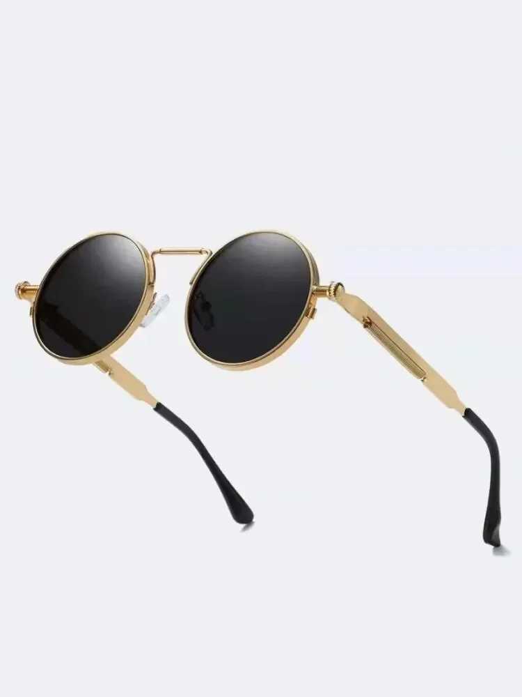 High Quality Vintage Fashion Polarized Sunglasses Men Women Brand Designer Vintage Round Metal FrameX241213
