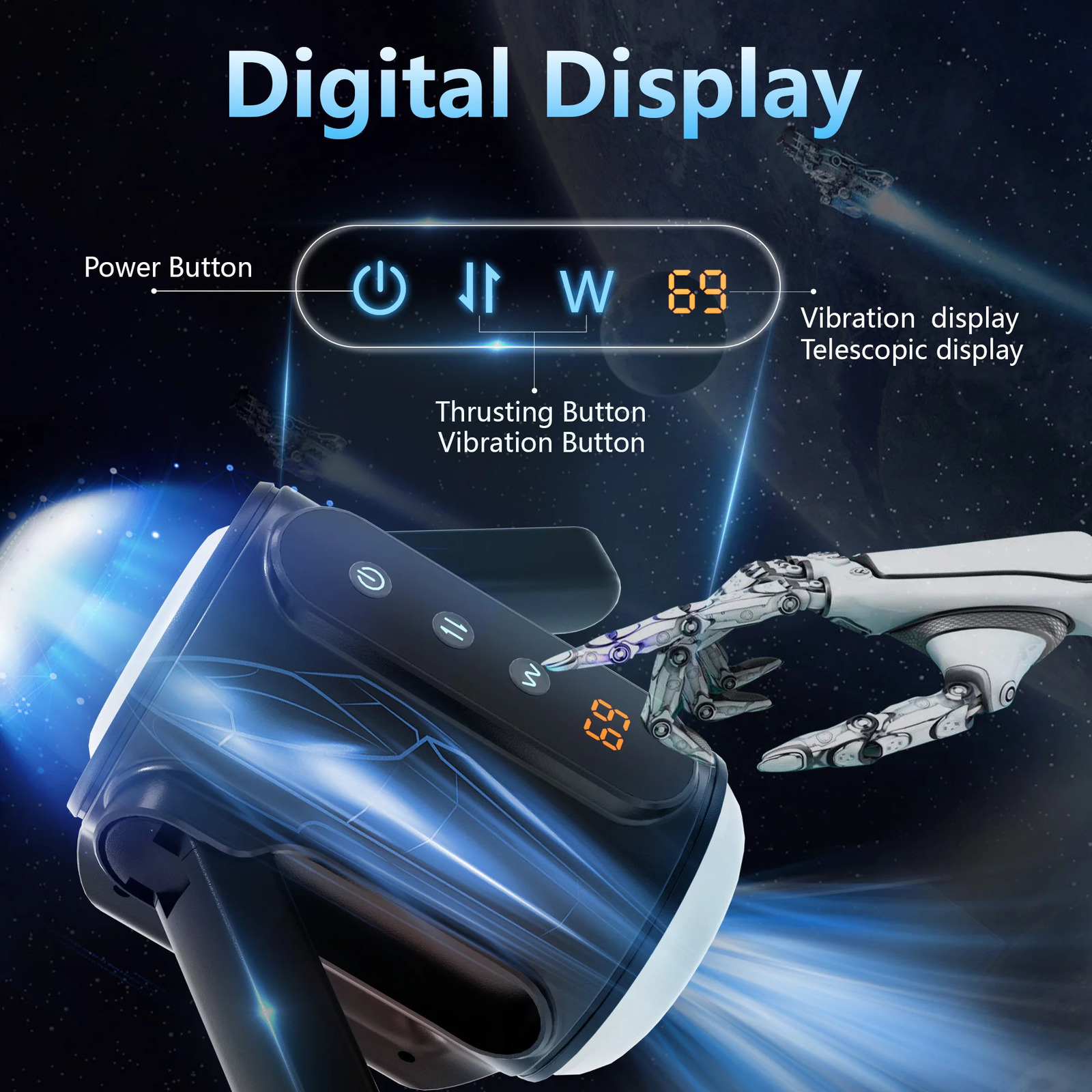 Foldable Handles Masturbator for Men Automatic Telescopic Rotation Vibrator Open Ended Penis Massager Male Sex Toys For Adults 241213