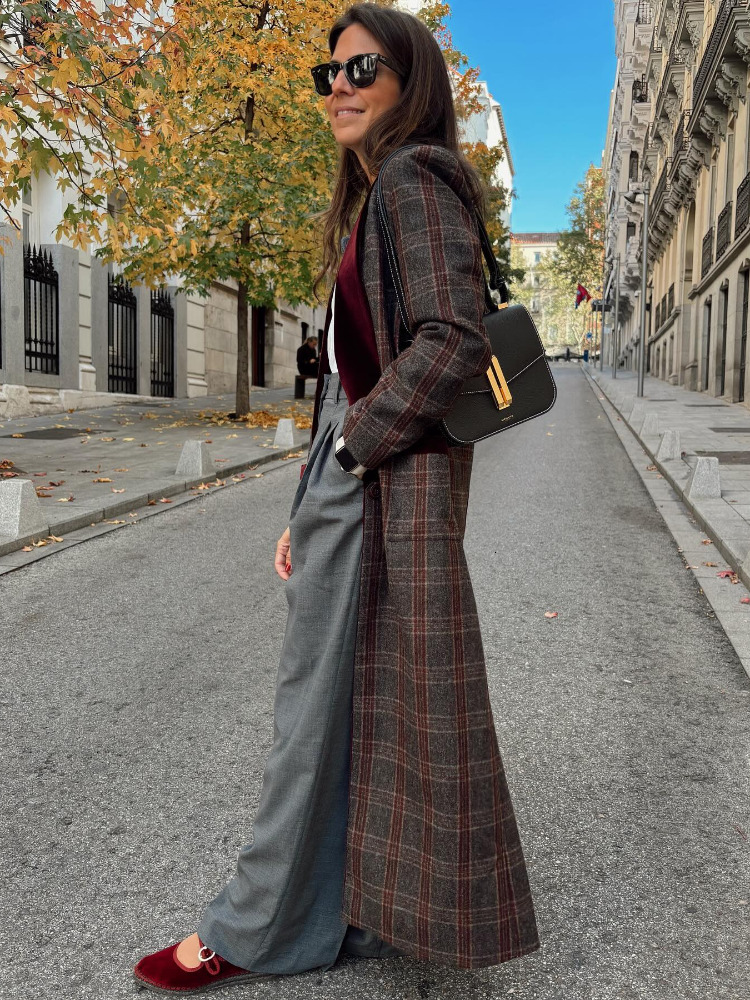 Fashion Colorful Plaid Print Woolen Overcoats For Women Patchwork Turn-Down Collar Slim Fits Long Coats New High Streetwear