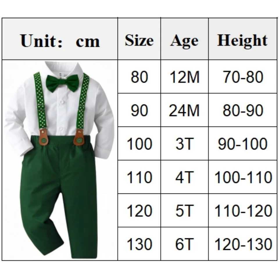 Christmas Outfit for 1-7 Years Boys Long Sleeve Solid 4PCS Sets Kid Gentleman Birthday Cotton Clothing Star Suspender Baby Suit W241213