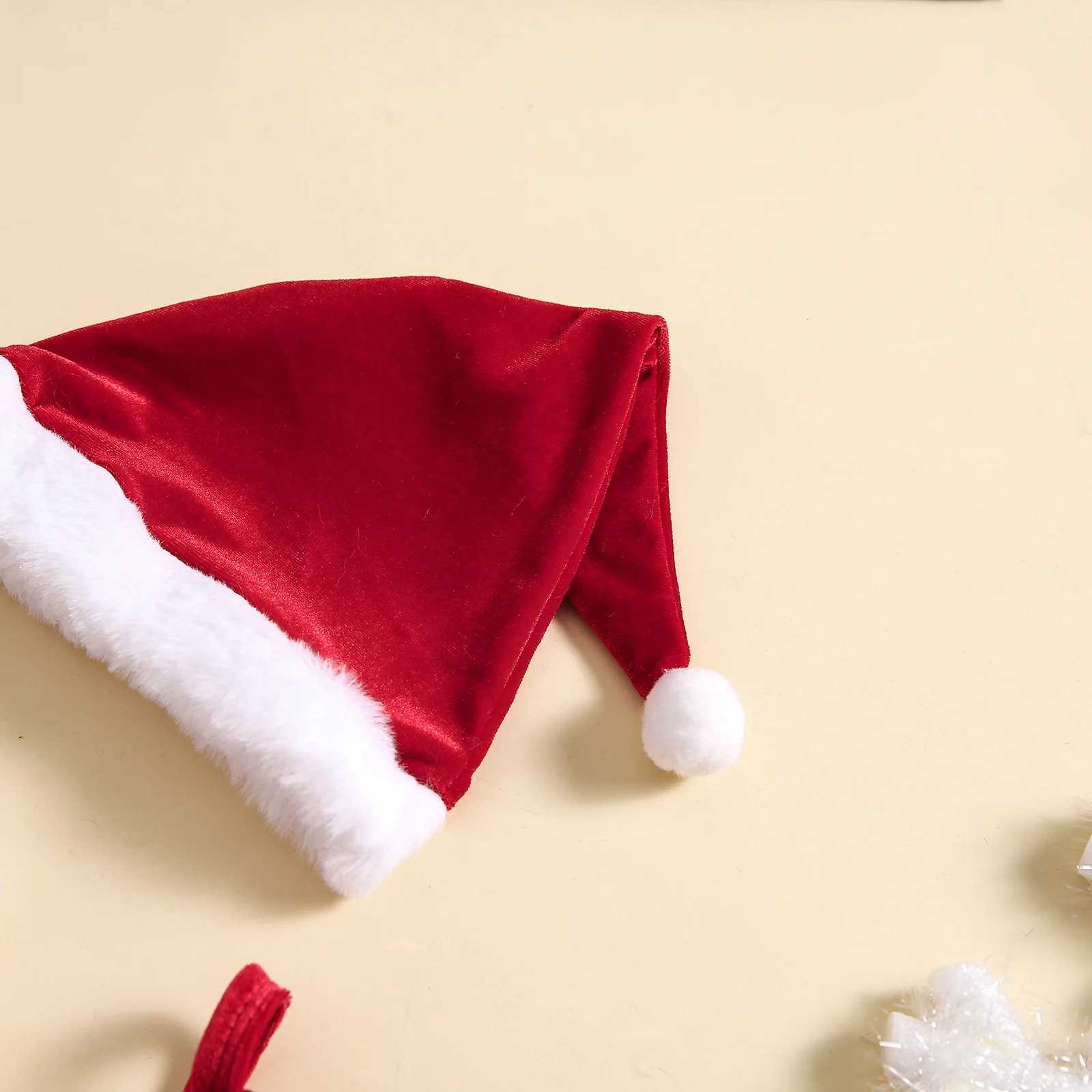 Girls Christmas Dress Set Autumn/Winter Velvet Pendant Dress+Sleepwear+Hat 3-Piece Baby Santa Claus Costume Holiday Costume W241213