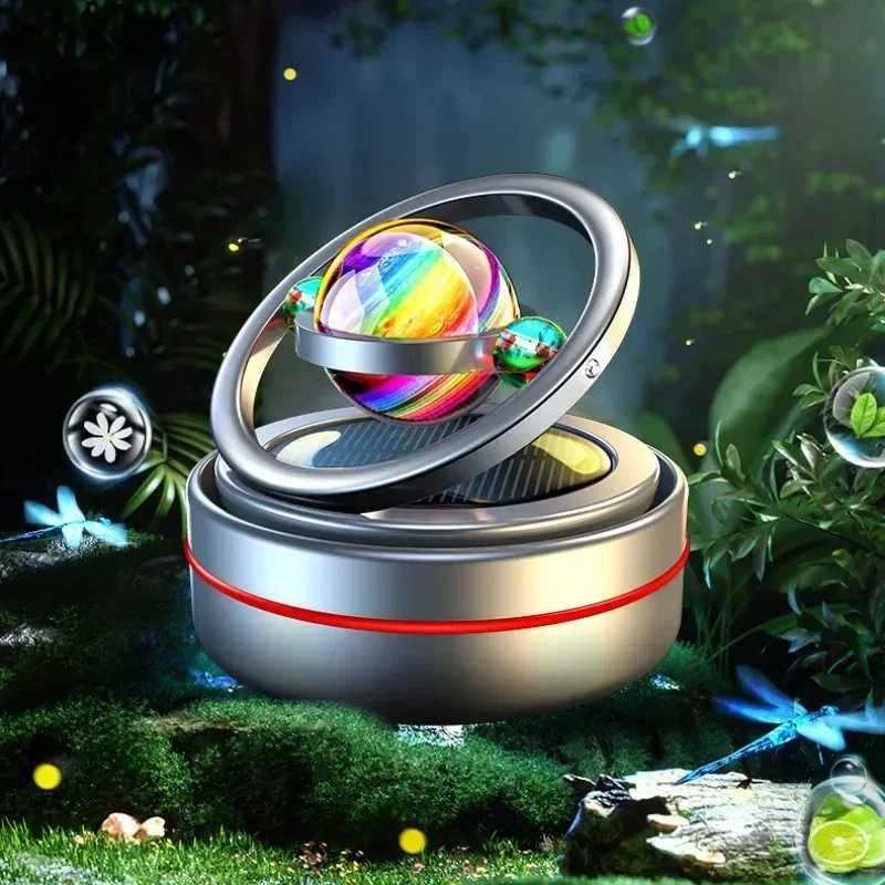 Portablecar Air eners Perfume Diffuser Double Ring Auto Rotating Solar Mini Kinetic Car Aroma Room Car Air enerXJ241213