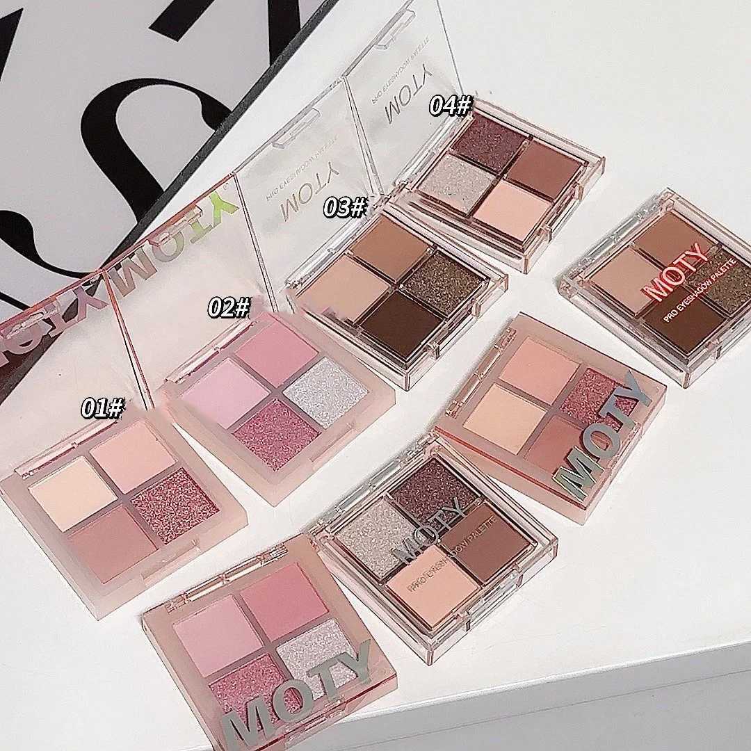 Cute Mini 4-color Eyeshadow Palette Glitter Matte Pink Brown Shimmer Waterproof Lasting Eyeshadow Highlighter Makeup Cosmetics W241213