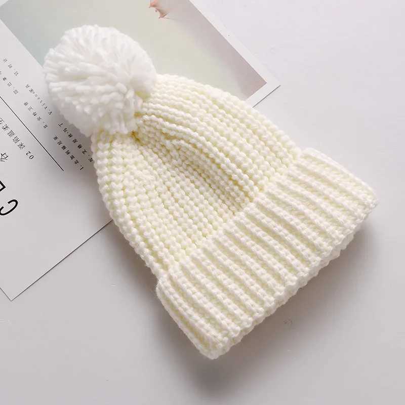 Infant Baby Boys Girls Knit Beanie Hats Fall Winter Warm Knitted Hats with Pom Unisex Kids Solid Color Soft Pom HatXJ241213