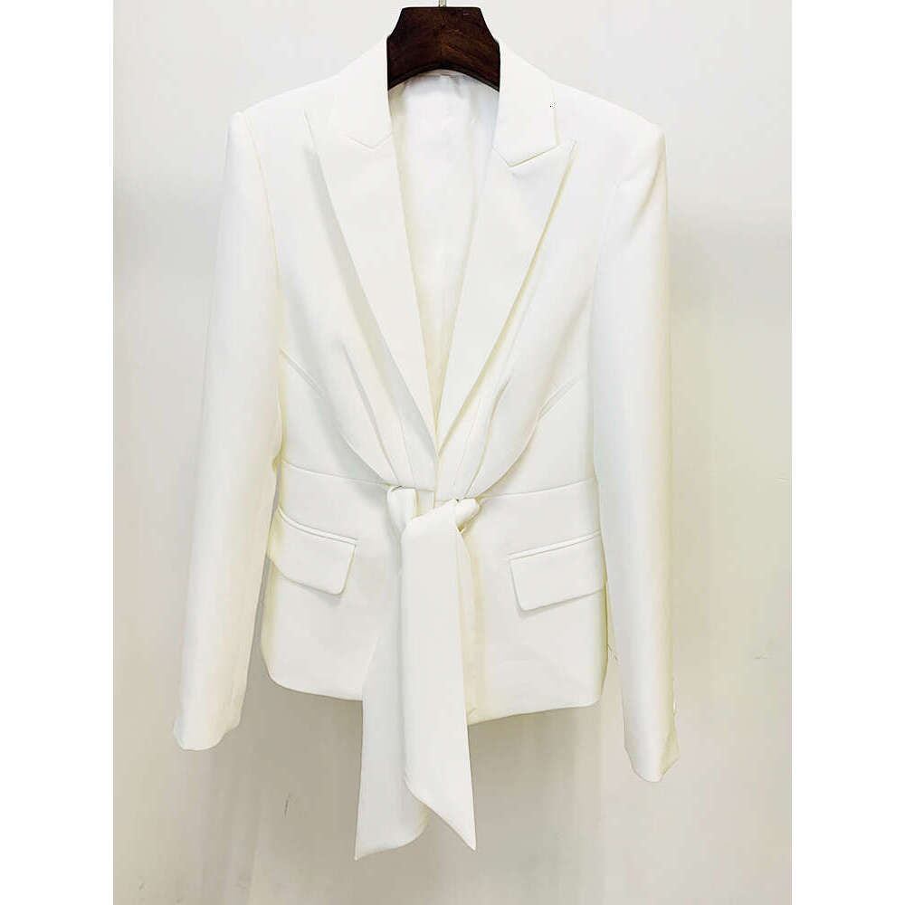 Ladies' Suit HIGH QUALITY Newest Fashion Designer Suit Women's Lacing Belt Blazer Pleated Zip Pants 2Pcs Set