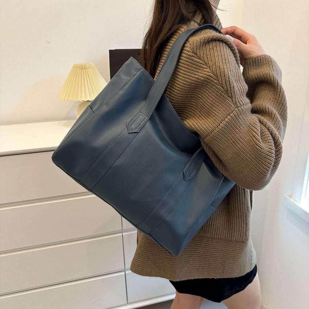 Retro Soft Leather Tote Simple And Versatile, Fashionable Shoulder Bag, Cross-Border Light , High-End, Large Capacity Commuting Handbag