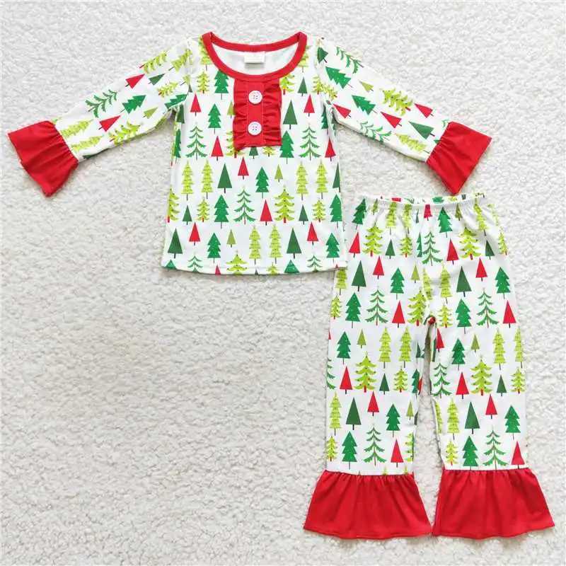 Hot selling Christmas tree long bell bottoms childrens clothing wholesale boutique clothing little girls clothing childrens clothing W241213