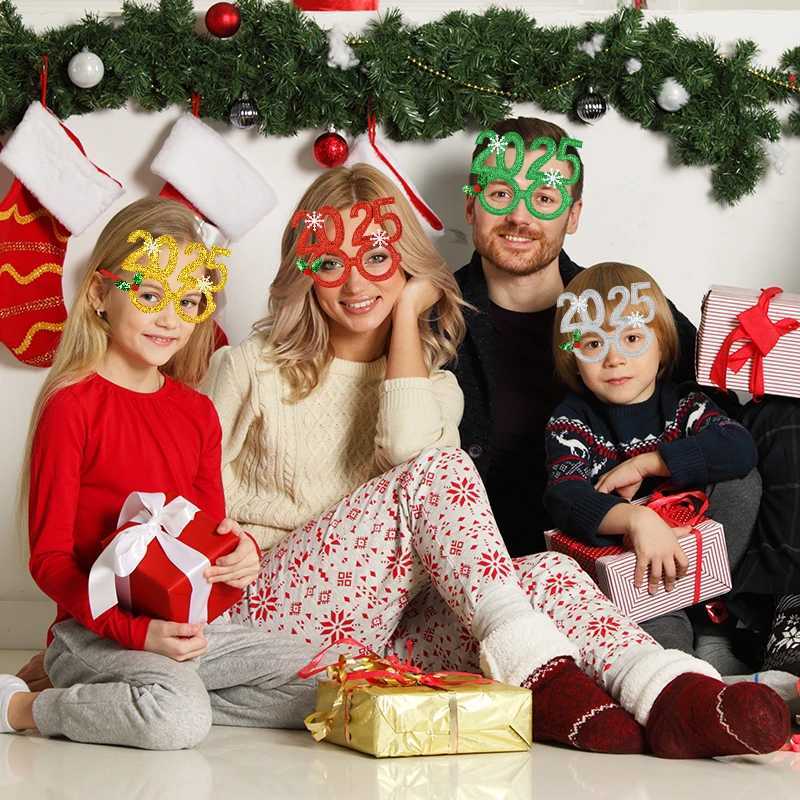 Sunglasses 2025 Christmas Glasses New Year Party Photo Props Xmas Decorations Kids Adult Eyeglasses Photobooth Gifts Supplies Kids Favors H241213