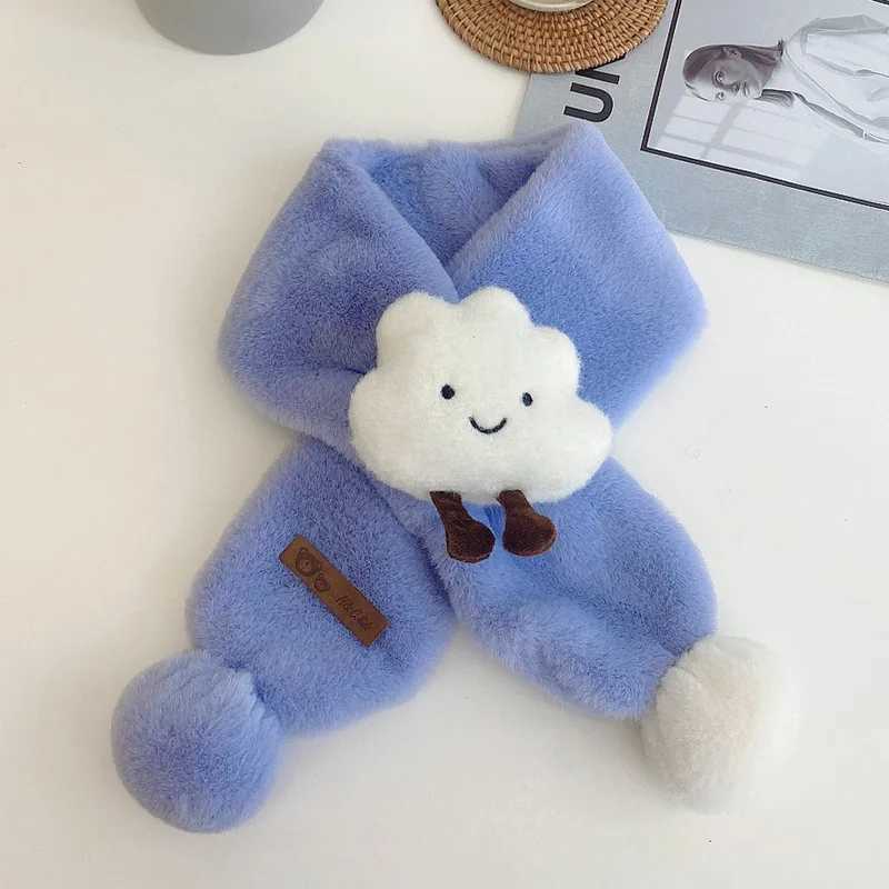Scarves Wraps Childrens Scarf Autumn And Winter Cute Artificial Fur Plush Clouds Cross Scarf Outdoor Warm Scarf Female Baby Soft Scarf Gift H241213