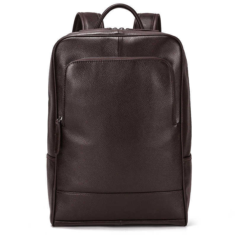 men's polished leather backpack computer bag tree cream leather top layer cowhide backpack 241215