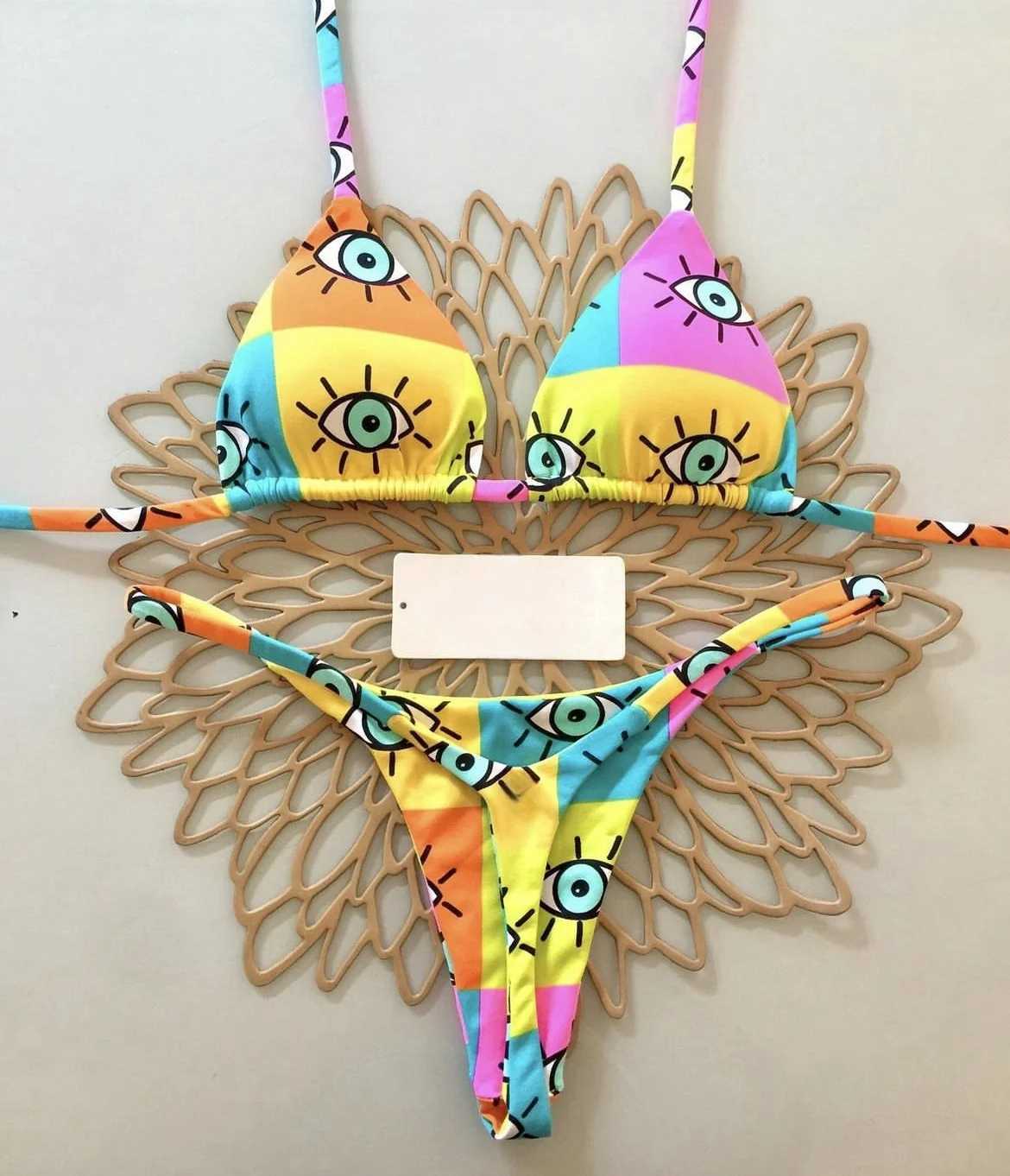 RUOTONSEPT New Sexy Print Bandage Bikini Set Womens Swimsuit Two-piece Triang Halter Swimwear Bathing Suit Brazilian BiquinisXJ241212