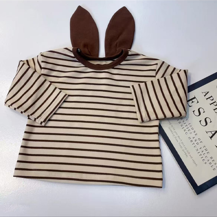 Spring and Autumn Children's Fashionable Long Sleeve Tops Featuring Rabbit Ears - Boys and Girls