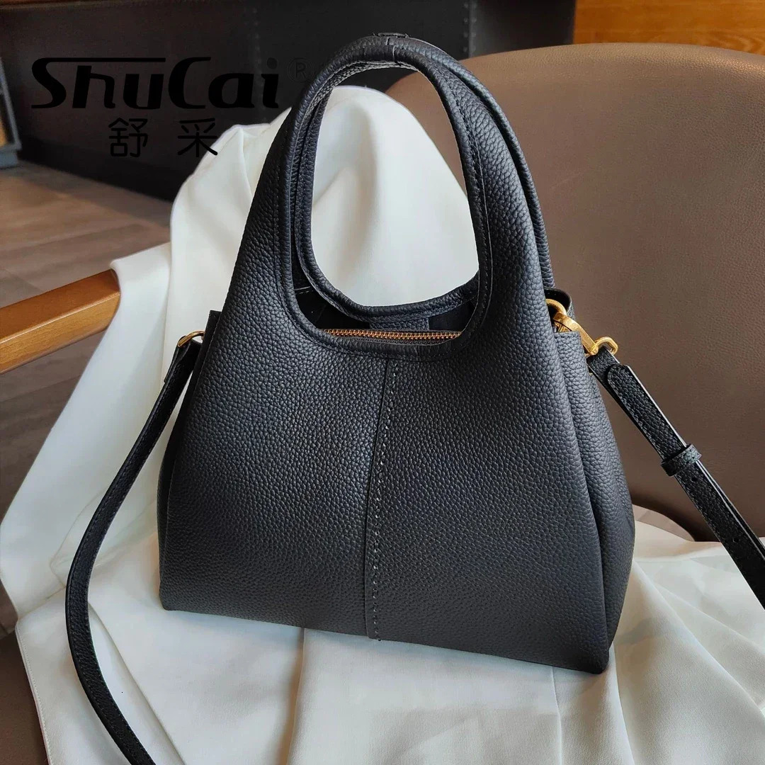 Genuine Leather New Vegetable Basket Handbag Korean Commuting Shoulder Crossbody Designer Bags For Women