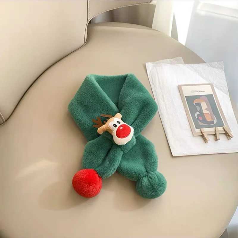 Scarves Wraps Childrens Scarf Winter Warm Baby Plush Thickened Men and Girls Windproof Cute Christmas Deer H241213D2IU