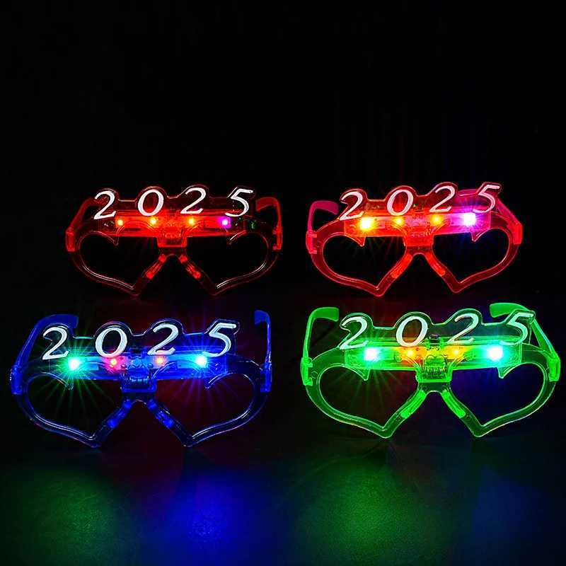 Sunglasses 1-20pcs LED 2025 Light Up Glow Glasses Neon Party Love Heart Flash Sunglasses for Adults Kids Christmas New Year Party Supplies H241213