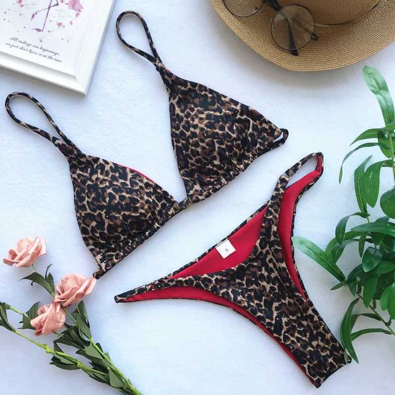 2024 Micro opard Bikini Women High Cut Bandage Push Up Swimsuit Sexy Bathing Suit Padded Thong Swimwearsummer Beach VacationXJ241212