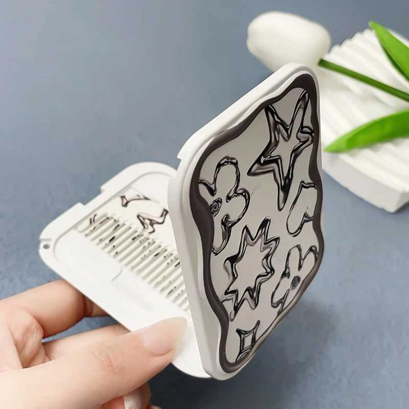 Cartoon Star Flip-Top Folding Makeup Mirror Portable Pocket Mirror Women Rectangle Cosmetic Make Up Mirror With CombXJ241213