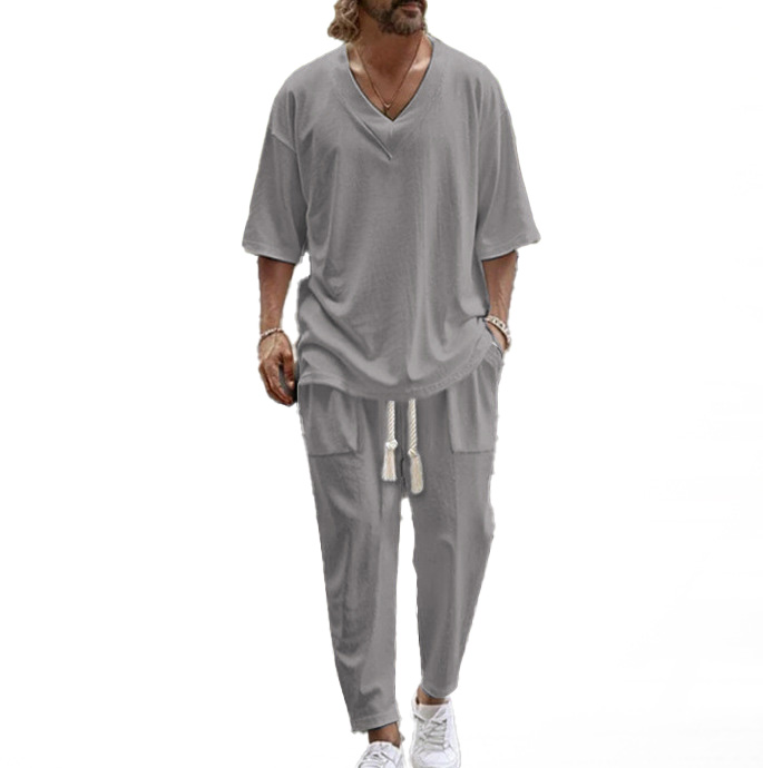 Luxury Designer Fashion Loose Tracksuits Outfit Men's Casual Two-Piece Summer Set Solid Color Collar Short-Sleeved Pant Suit Streetwear Two Piece