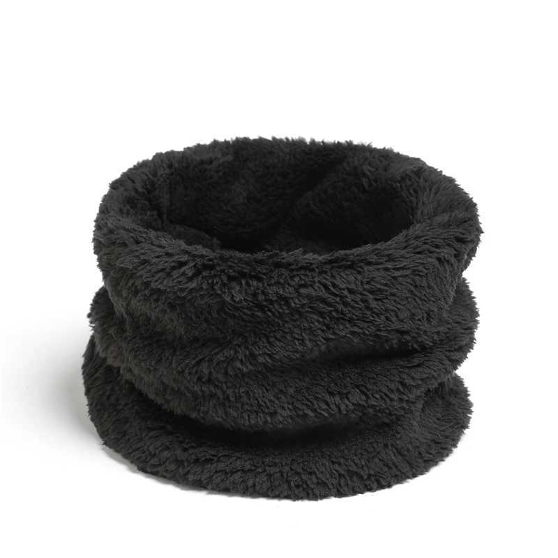 Scarves Wraps Cashmere Warm Collor Ring Winter Scarf Solid Plush Thick Outdoor Sports Men Women Children Neckerchief Full Face Mask Muffler H241213