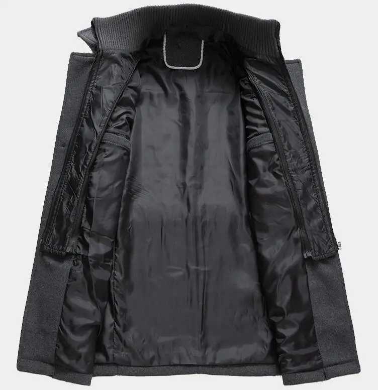 2023New Men Wool Blends Coats Autumn Winter Solid Color Cold Resistant Men Woolen Overcoat Double Collar Casual Trench Coat MaleXJ241212