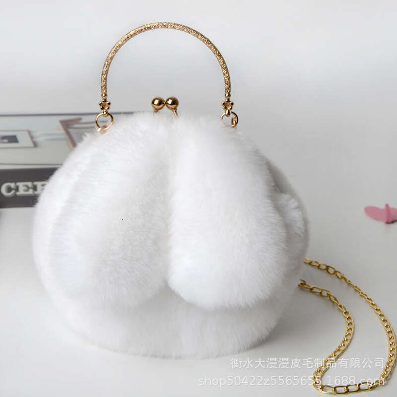 Rabbit ear hand-held, single shoulder, crossbody, clip on bag, autumn and winter chain bag