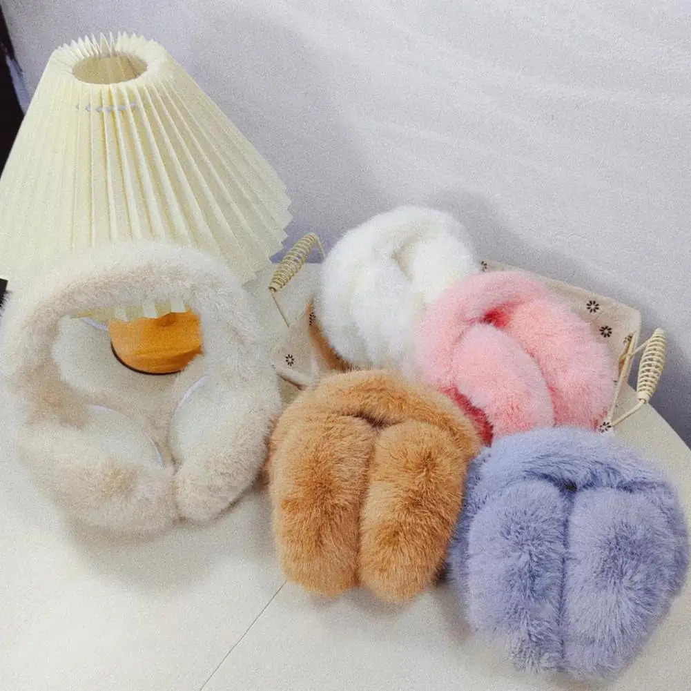 Cute unisex winter ear cushions with fluffy headband and elastic anti slip soft plush fur for women 241211