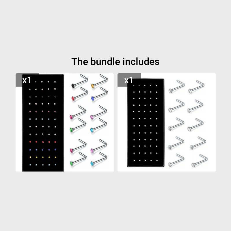 60 Pcs High-Quality Stainless Steel L-Shaped Nose Piercing Accessories - Durable, Hypoallergenic, Easy to Use, and Comfortable - Perfect for Nose Pier