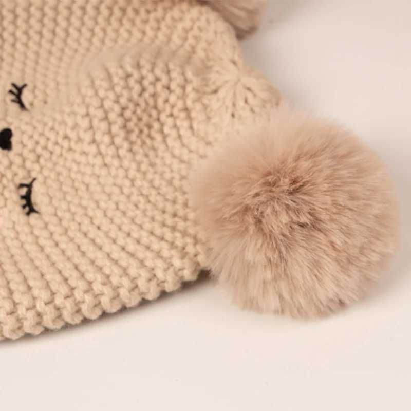 Autumn Winter Baby Hat Girls Boys Beanie Bonnet Kids Cute Double Ball Knit Hats Solid Newborn Accessories Warmer StuffXJ241213