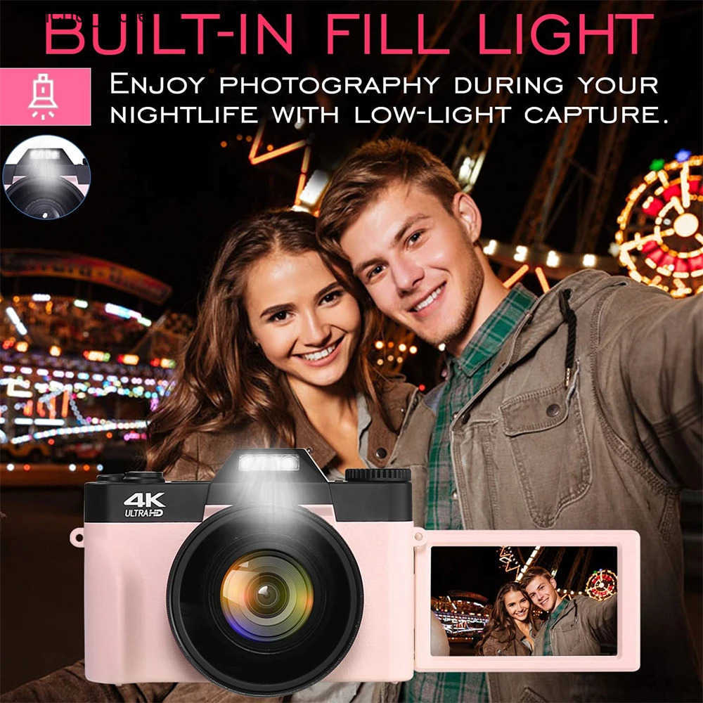 Cameras Flip Screen Digital Photo 56MP 4K Photography Camcorder Vlog Selfie Video Camera Youtube Livestream Wide Angle Macro Lens J241213