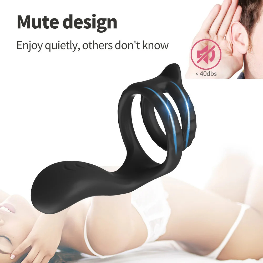 Male Silicone Penis Ring Wireless Ultra Soft CockRing 10 Vibration for Erection Enhancing Time Delay Ejaculation Sex Toy Men 241213