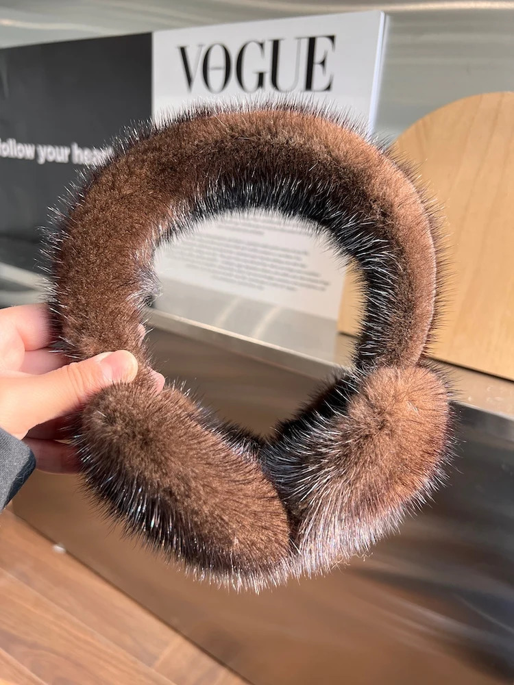 Winter womens warm 100% natural mink earmuffs outdoor fashion mink earmuffs girls winter earmuffs 241211