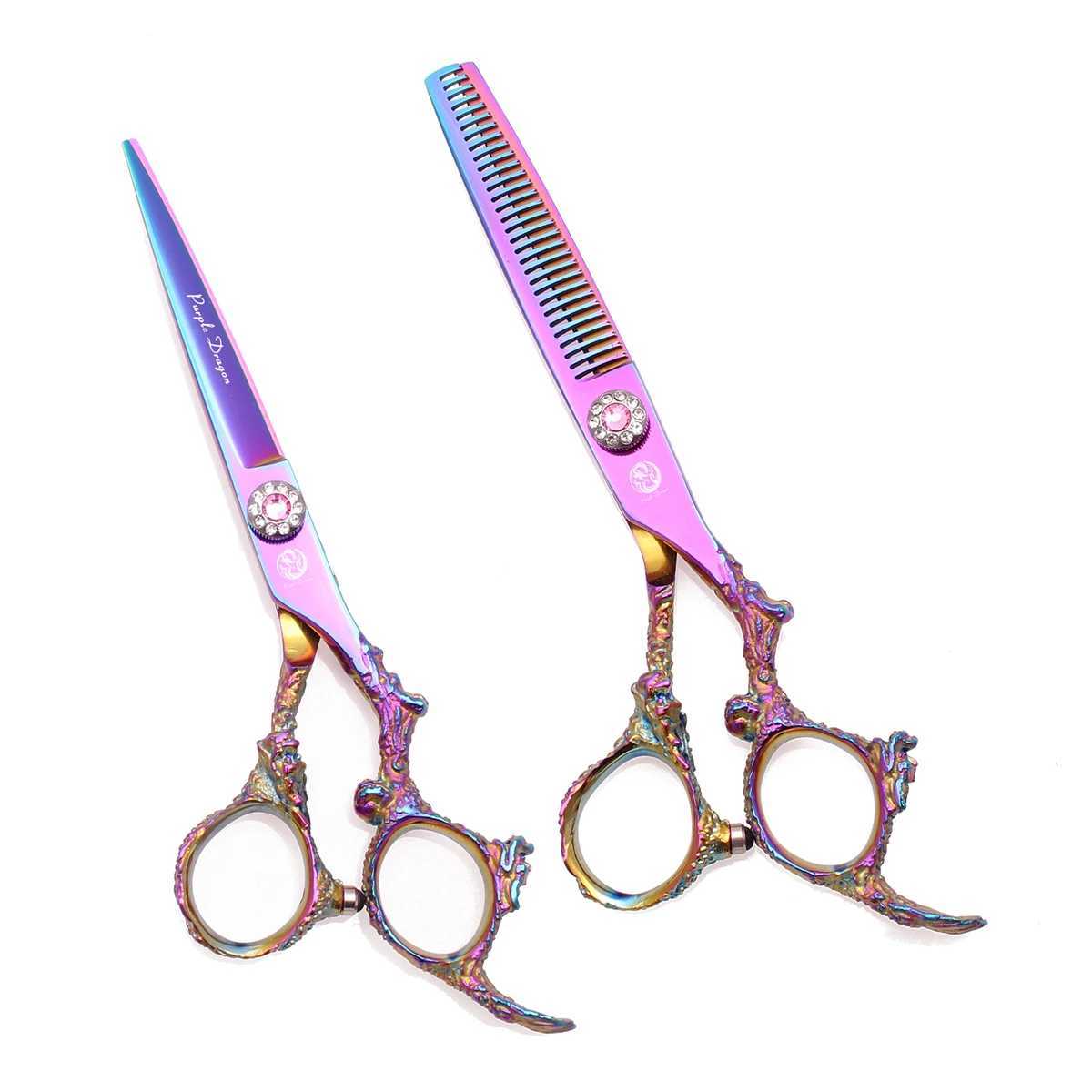 New Arrival Scissors Hair Cutting Purple Dragon 5.5 Japanese 440C 9005# Hair Scissors Professional Cutting Barber Thinning Scissors Dragon Z241213