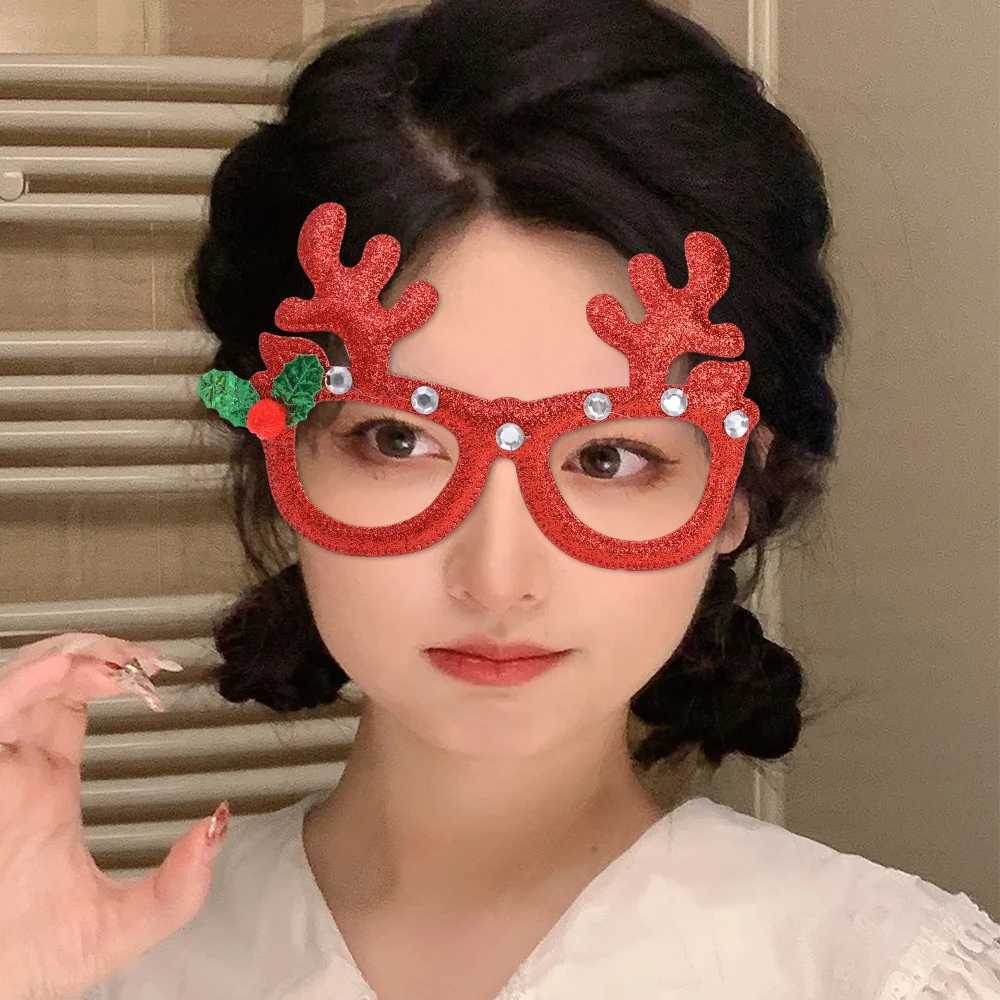 Sunglasses 2025 Christmas New Year Glasses Frame Santa Claus Xmas Tree Paper Glasses Navidad Party Decorations Photo Props Kids Gifts Noel H241213