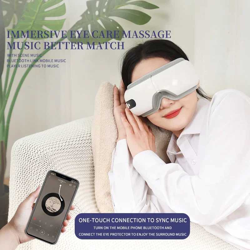 1PC Eye Massager With Heat Smart Airbag Vibration Eye Care Compress Bluetooth Music Eye Massage Relax Fatigue Foldable Portable W241213