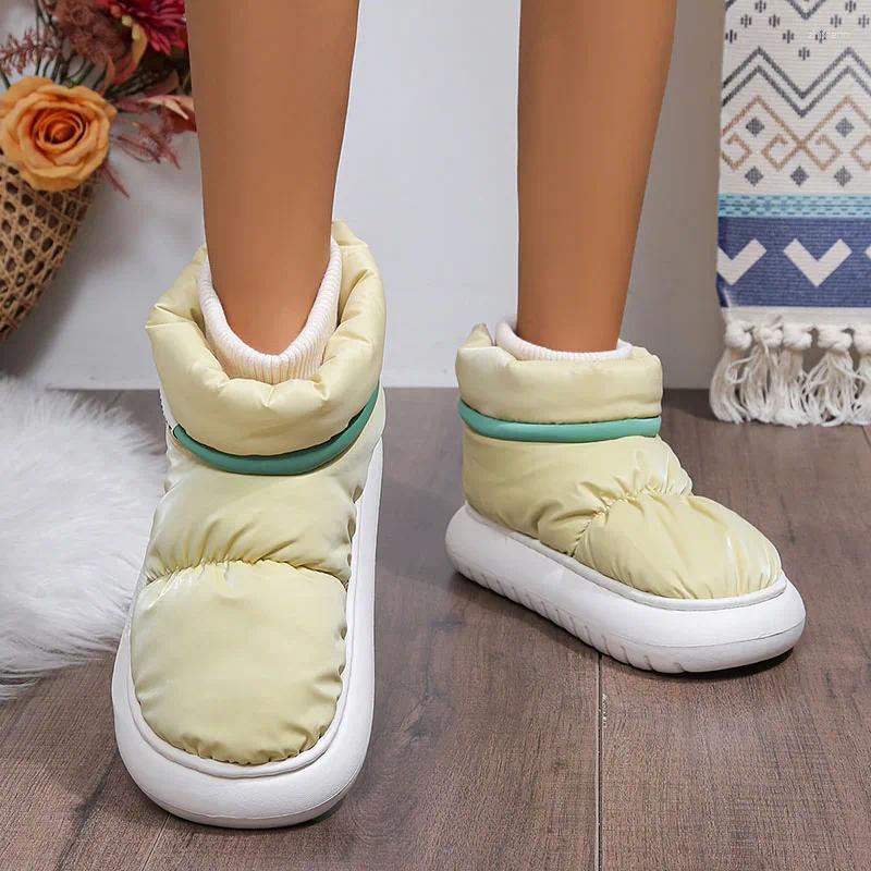 2025 NEW Boots Waterproof Soft Plush Ankle Women Winter Thick Sole Non-Slip Snow Woman Down Comfort Keep Warm Cotton Padded Shoes zhanyishengli