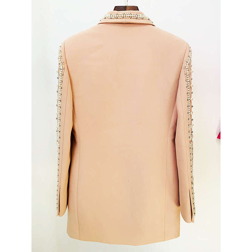 Ladies' Suit TOP QUALITY Newest Fashion Designer Women's Shawl Collar Stunning Dias Pearls Beaded Blazer Dress