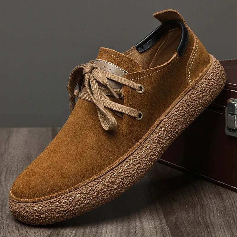 Nubuck Leather Loose Fitting Casual Shoes Comfortable Soft Bottom Oxford Shoes High Quality Genuine Leather Outdoor Sneakers 241213