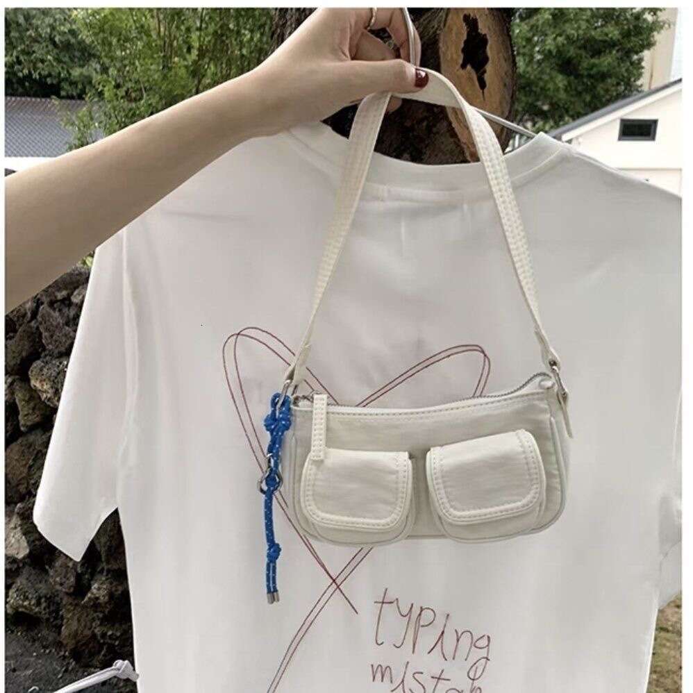and Meat Chen Whiterm Korean Ins New Design Sense Multi Pocket Nylon Single Shoulder Underarm Bag Versatile Handbag