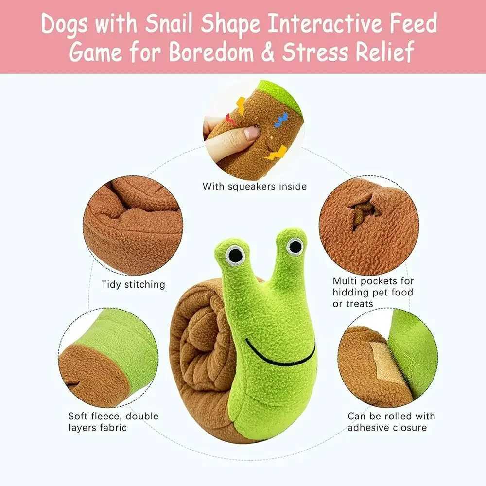 Dog extrusion toy pet sniffer plush snail toy Xizang food plush puzzle dog toy interactive cat and dog puzzle toy feeder X241213