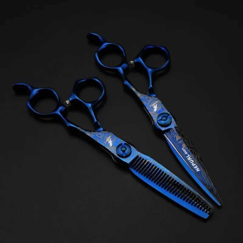 New Arrival Professional 6-inch high-end shaver blue Damascus barber barber Z241213