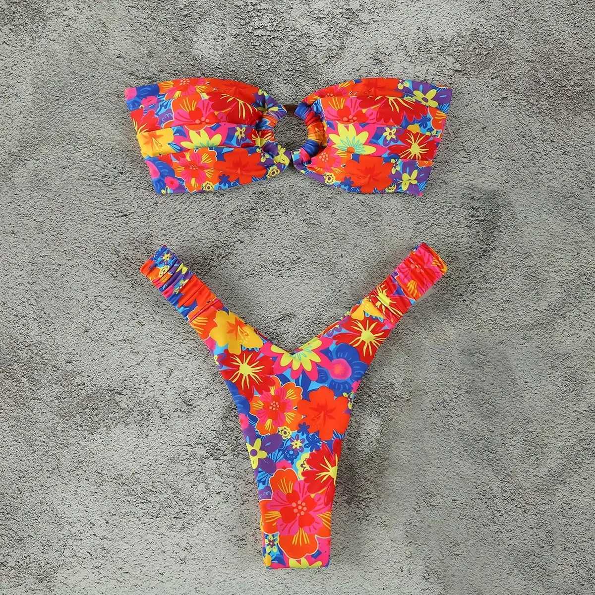 Micro Bikini Push Up Women Swimsuits 2024 Sexy Fa Swimwear Brazilian Bikini Set Thong Biquini Swim Suits Print BeachwearXJ241212