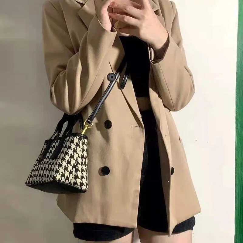 Winter New Thousand Bird Grid Small Bag Women's Vegetable Basket Handbag Mobile Phonesmall And Versatile One Shoulder Crossbody