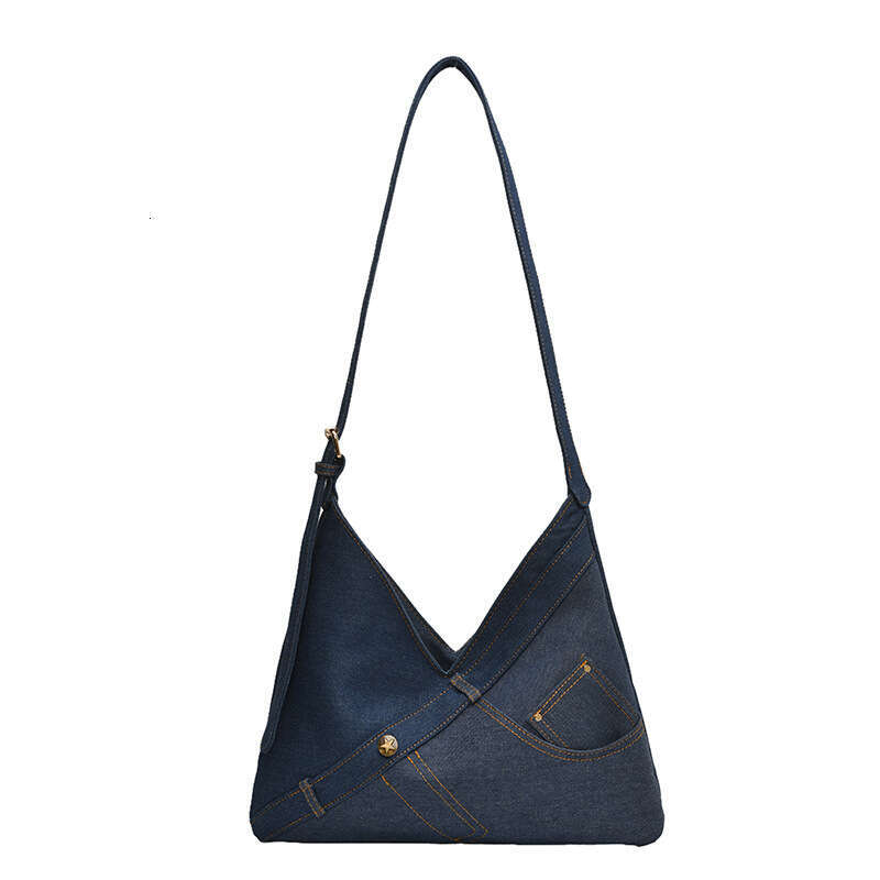 High end denim commuting crossbody large capacity women's internet famous spicy girl single shoulder armpit bag 2024 new casual fashion trend clo