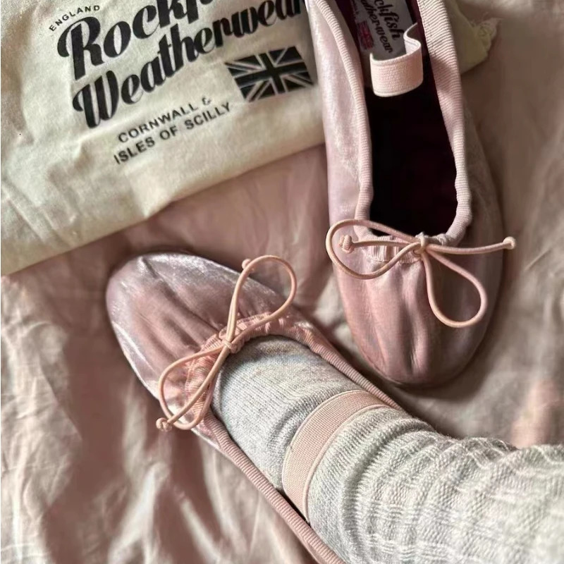 Elegant velvet ballet flat shoes for women butterfly bow soft casual streetwear for women slippers 241213