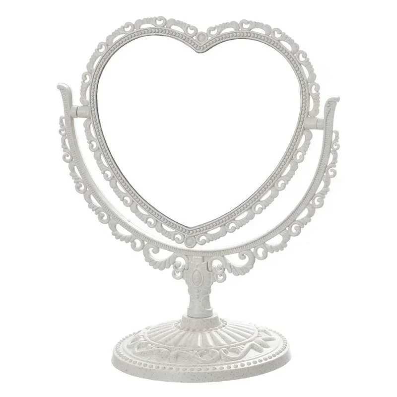 Pink Heart Shape European-Style Retro Make Up Mirror Lovely Girl Oval Princess Cosmetic Creative retro Girls Student DormitoryXJ241213