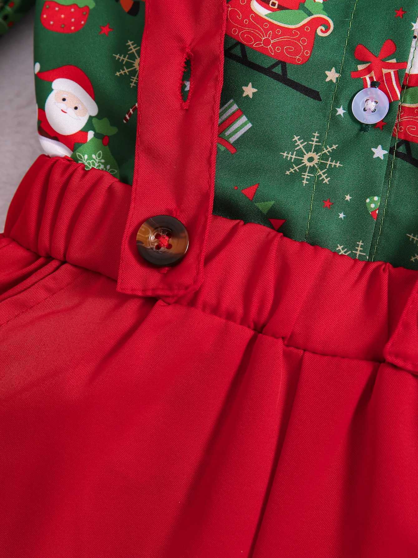 Prowow 1-6Y Baby Christmas Set Childrens Collar Christmas Shirt+Red Coat Childrens New Year Clothing Baby Christmas Clothing W241213
