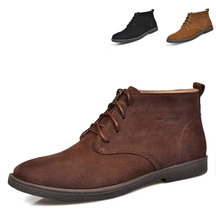 mens shoes winter boots suede leather boots mens snow boots waterproof winter boots mens ankle boots fur mens shoes 241213