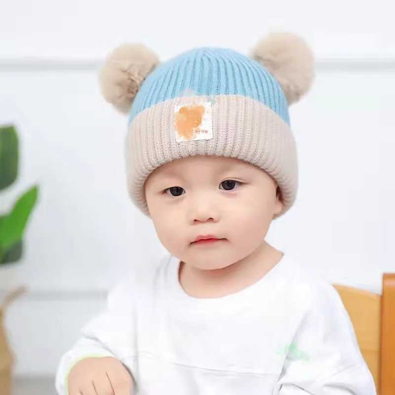 1Set Baby Hat Scarf Set Bear Warm Knitted Children Winter Hat Cap Bonnet Infant Toddler Kids Hat Boys Girls Crochet Beanie 1-5YXJ241213
